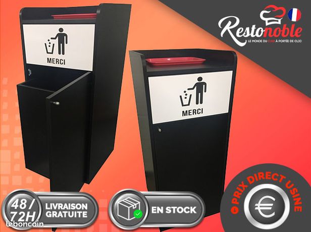 ⭐⭐⭐STOCK⭐⭐⭐Poubelle snack fast food en bois noir 100L livraison gratuite