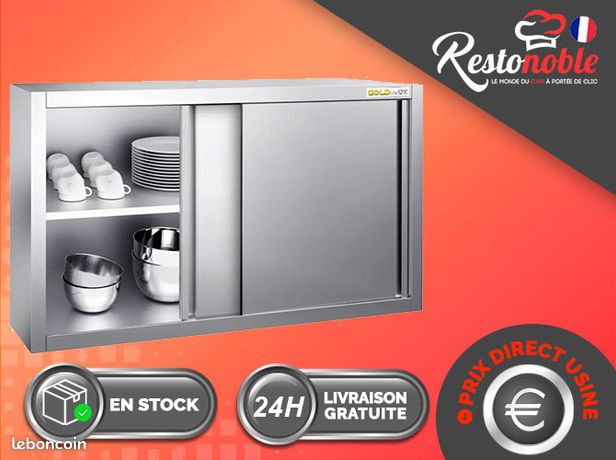 ⭐⭐⭐STOCK REEL LIVRAISON RAPIDE ET GRATUITE⭐⭐⭐Placard mural inox 1000 x 400 mm / Hauteur 650 mm avec portes coulissantes PREMIUM / GOLDINOX NEUF