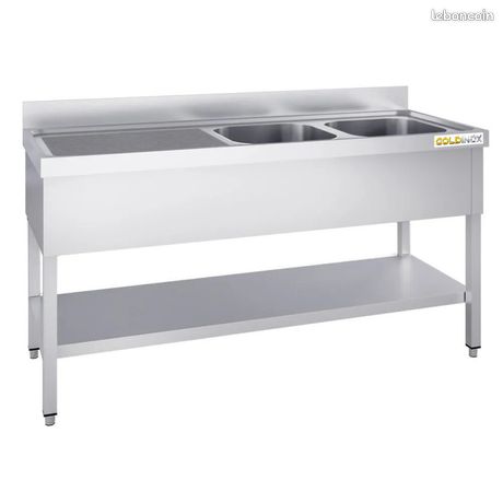 ⭐⭐⭐STOCK REEL LIVRAISON RAPIDE ET GRATUITE⭐⭐⭐ Plonge inox 2 bacs - 1400 x 700 mm égouttoir gauche / GOLDINOX NEUF