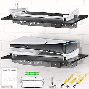 Support Mural PS5 Horizontal Kit de Montage Mural PS5 Horizontal pour Playstation 5 Slim Disc & Digital Support de Base dAccessoires PS5 Support Mural PS5 Slim Amélioré avec Fixation à Vis