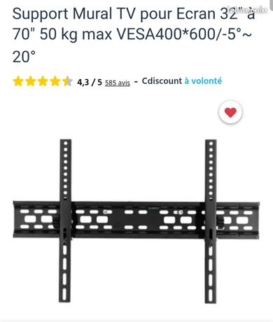 Support mural TV pour écran 32'' à 70''