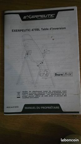 Table d ' inversion et d ' étirement Exerpeutic475 Sl