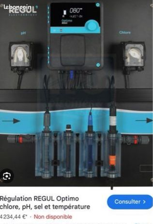 Tableau Régulation REGUL Optimo chlore pH sel et température