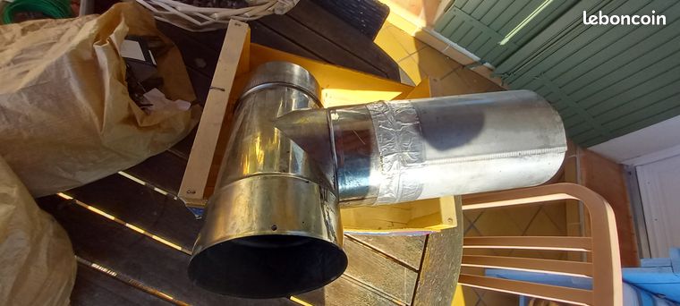 Té à 90° en Inox, poele-chaudière raccord cheminée