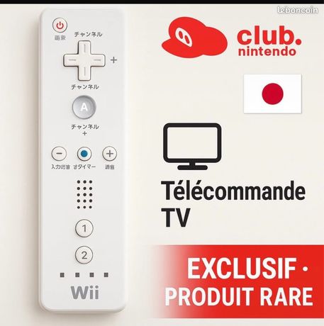 Télécommande tv de chez Nintendo en forme de manette wii