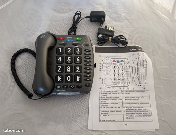 Téléphone grosse touche amplifié. Geemarc power50