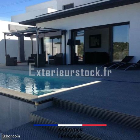 Terrasse Bois Composite sur Plot Gris Anthracite EC102 - Direct Usine Promo Exceptionnelle