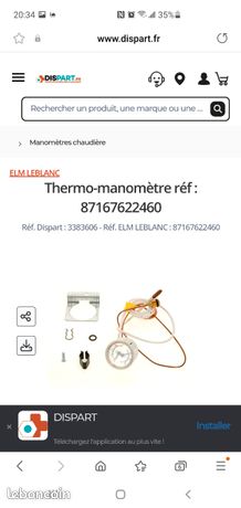 Thermo manomètre chaudière ELM LEBLANC