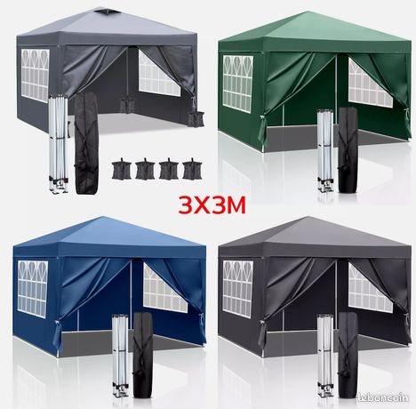 Tonnelle de Jardin pliable avec Paroi Latérale 3x3 M gratuite
