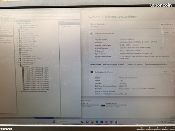 Tour Gamer processeur i7- 32 Go Mémoire