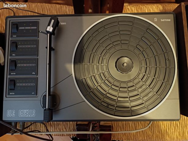 Tourne disque Philips et ses bafles vintage