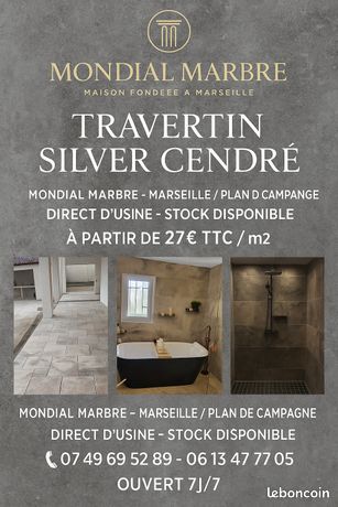 Travertin Silver Cendré QUALITÉ PREMIUM MONDIAL MARBRE