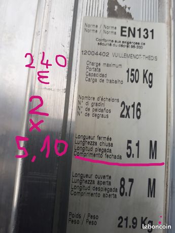 Tres grande echelle 8.70 ml deployée