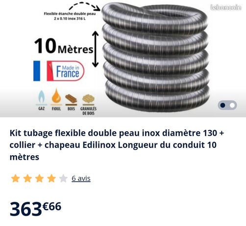 Tubage conduit cheminée 10 mètres