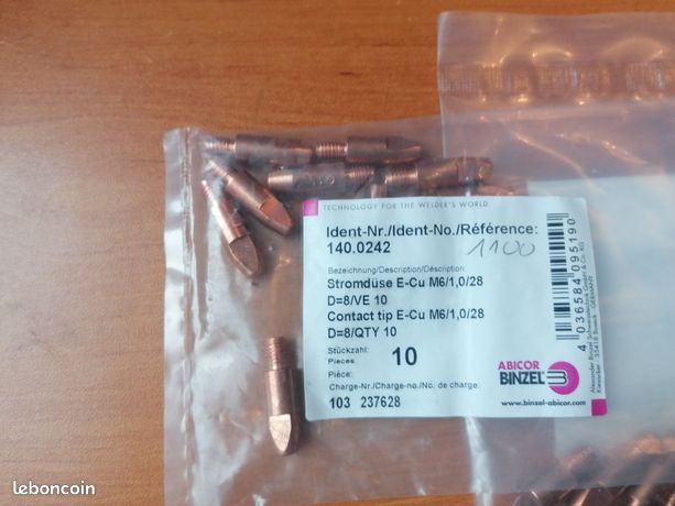 Tube pour torche mig/mag binzel 10/10éme M6