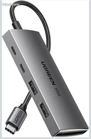 UGREEN 10Gbps Hub USB C 3.2 vers 4 Data Ports 2A2C Coque en Aluminium Compatible avec MacBook iPad Pro Air Mac Mini M4 iMac Surface iPhone 17 Pro Max Air 16 15 Série Galaxy S25 Ultra