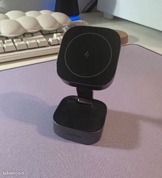 UGREEN MagFlow Chargeur Induction iPhone 2 en 1 Qi Compatible avec MagSafe iPhone 17 16 15 14 13 12 Air Plus Pro Max AirPods 4 3 Pro 3 2 1 Chargeur sans Fil Magnétique Rapide Pliable Angle Réglable