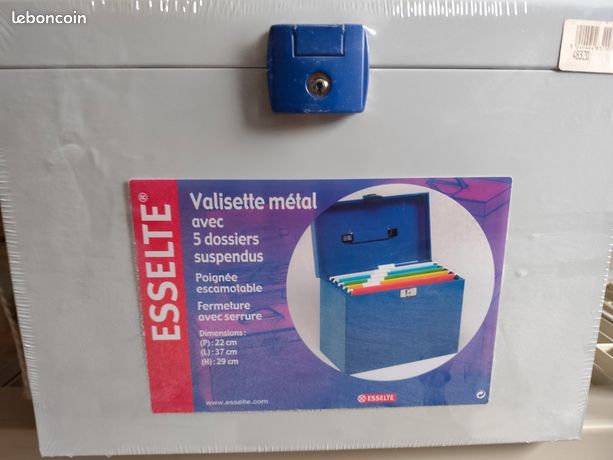 Valisette métal Esselte 5 dossiers 22 x 37 x 29 - Neuf sous blister