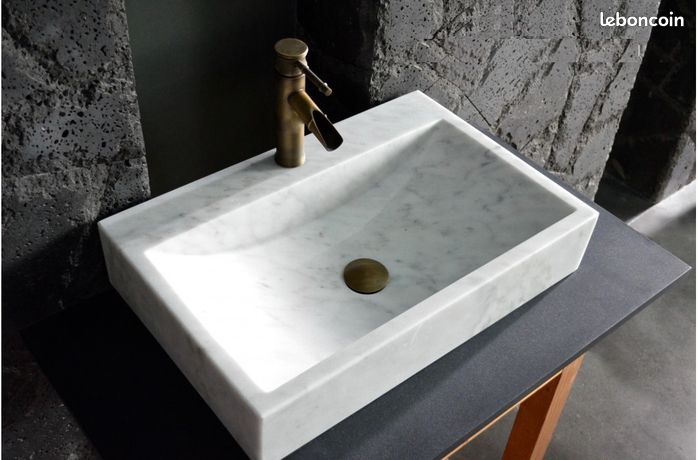 Vasque en pierre naturelle évier en marbre blanc PEGASUS WHITE Livingroc