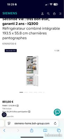réfrigérateur simens encastrable