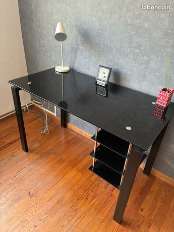 Vends bureau verre noir