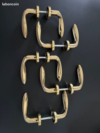 Vends poignées en laiton doré et verre dépoli