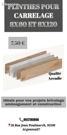 Vente plinthes pour carrelage 8x60 et 8x120