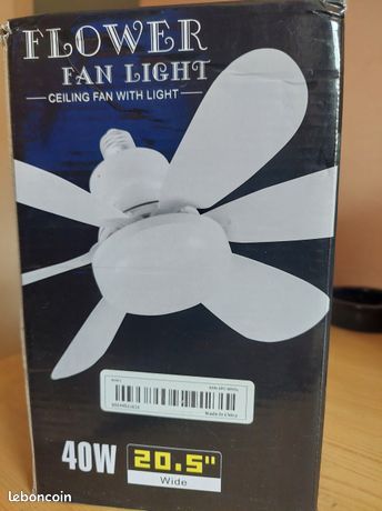 Ventilateur éclairage led plafond 52 cm avec télécommande