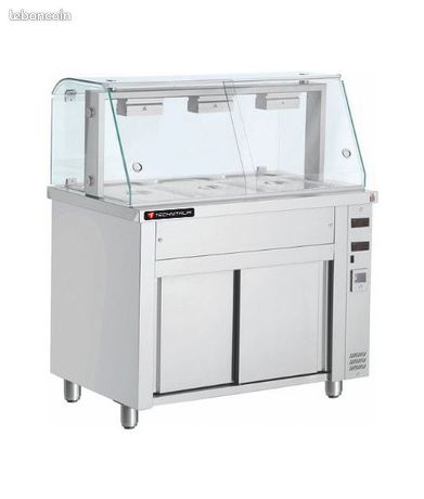 Vitrine bain-marie 3 GN 1/1 sur placard neutre