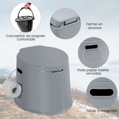 W.C chimique portable Toilette sèche avec seau intérieur