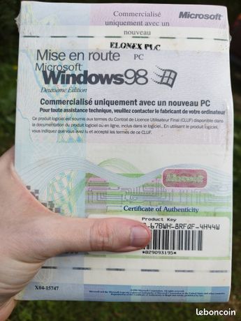 Windows 98 sous blister