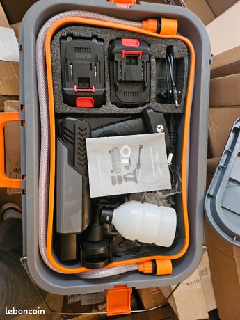 With 22L Foldable Bucket, 2 x 3.0Ah Batteries, 6 in 1 Nozzle, Battery Pressure Washer for Cars