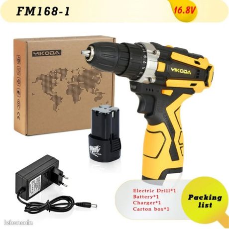 YIKODA perceuse sans fil 12/16.8/21V, tournevis électrique Rechargeable batterie Lithium