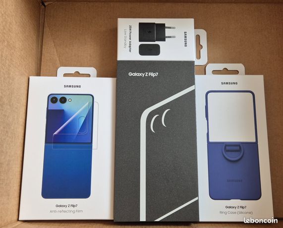 Z flip 7 bleu 512Go avec buds 3 chargeur coque de protection verre trempé